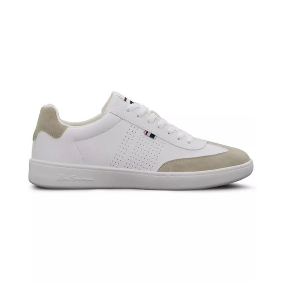 Ben Sherman Men's‎ Glasgow Low Casual Sneakers in White/Beige - Size US 8 - Picture 1 of 12